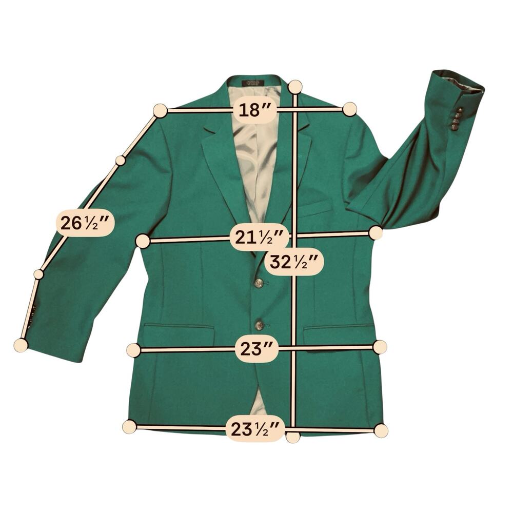 Vintage Hardwick Clothes Blazer Mens Green Gold Button Single Breasted Size 42R - Picture 9 of 9